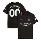 Manchester City Puma Youth 2025/26 Away Replica Custom Jersey - Black/Green/Light Blue