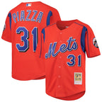 Mike Piazza New York Mets Youth Cooperstown Collection Mesh Batting Practice Jersey - Orange/Black