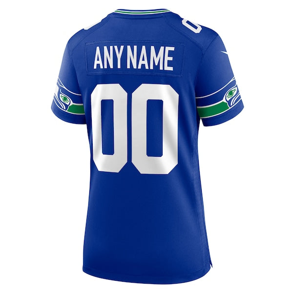 Seattle Seahawks Nike Women's 50th Season Throwback Custom Game Jersey - Royal/College Navy/Neon Green