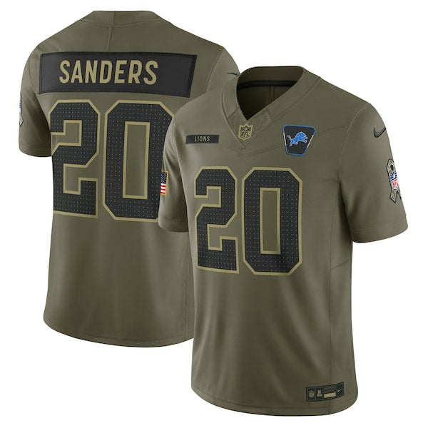 Barry Sanders Detroit Lions Nike 2025 Salute to Service Retired Limited Jersey - Olive