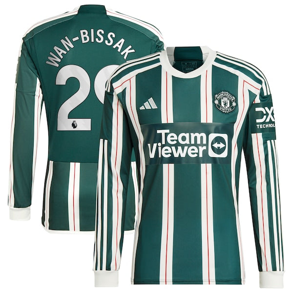 Aaron Wan-Bissaka Manchester United adidas 2023/24 Away Long Sleeve Replica Player Jersey - Green/Red