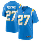 R.J. Mickens Los Angeles Chargers Nike Team Game Jersey -  Powder Blue