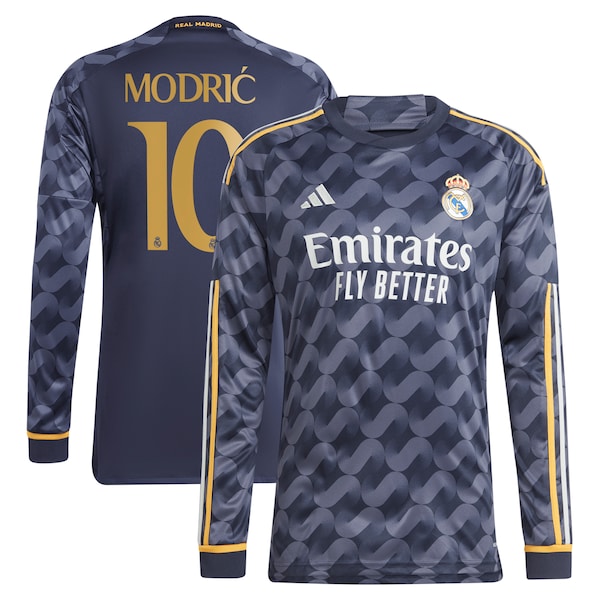 Luka Modric Los Merengues adidas 2023/24 Away Long Sleeve Replica Player Jersey - Navy/White