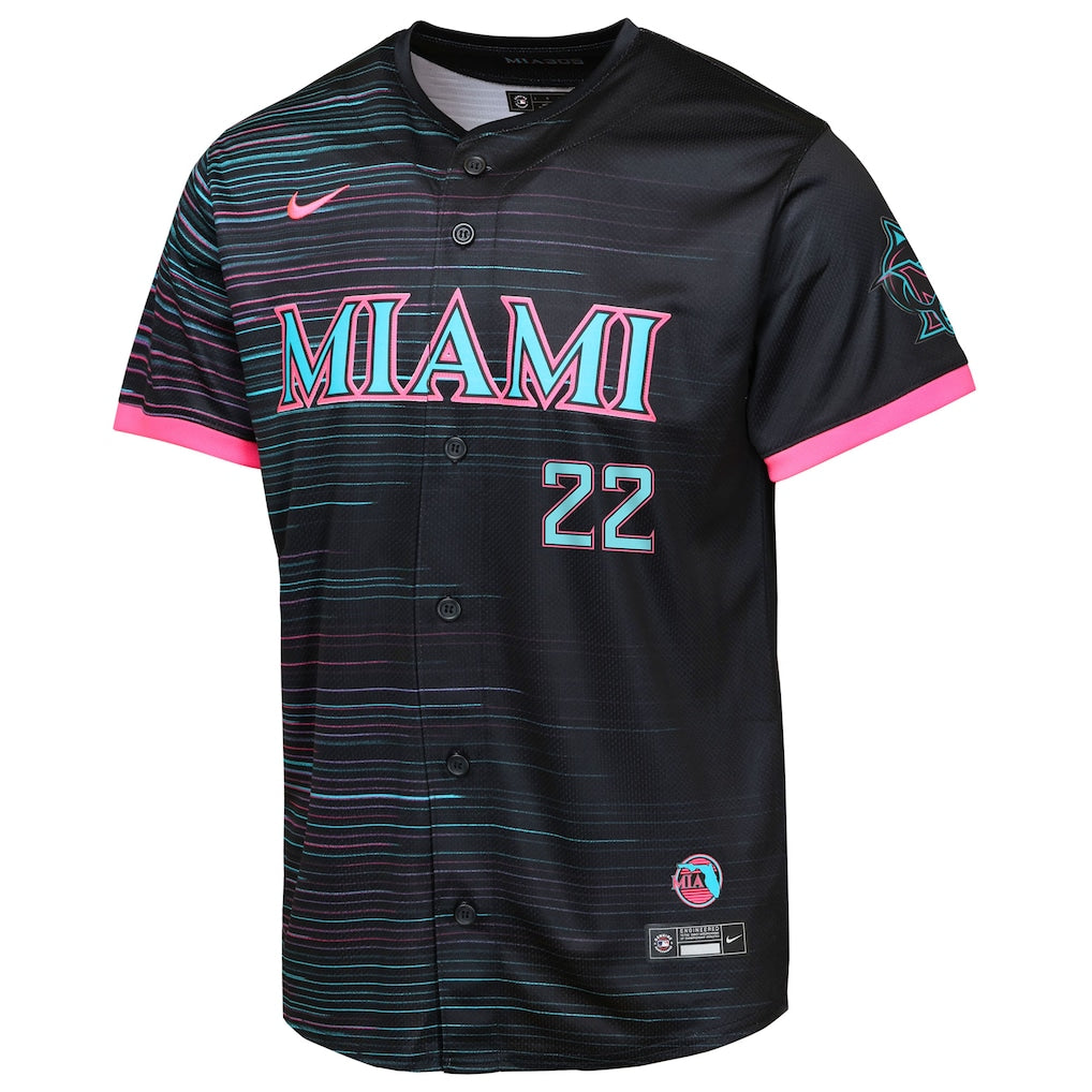 Sandy Alcantara Miami Marlins Youth 2025 City Connect Limited Player Jersey - Black