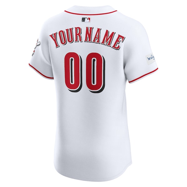 Cincinnati Reds Nike Home Elite Sponsor Patch Custom Jersey - White