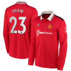 Luke Shaw Manchester United adidas 2022/23 Home Replica Long Sleeve Jersey - Red