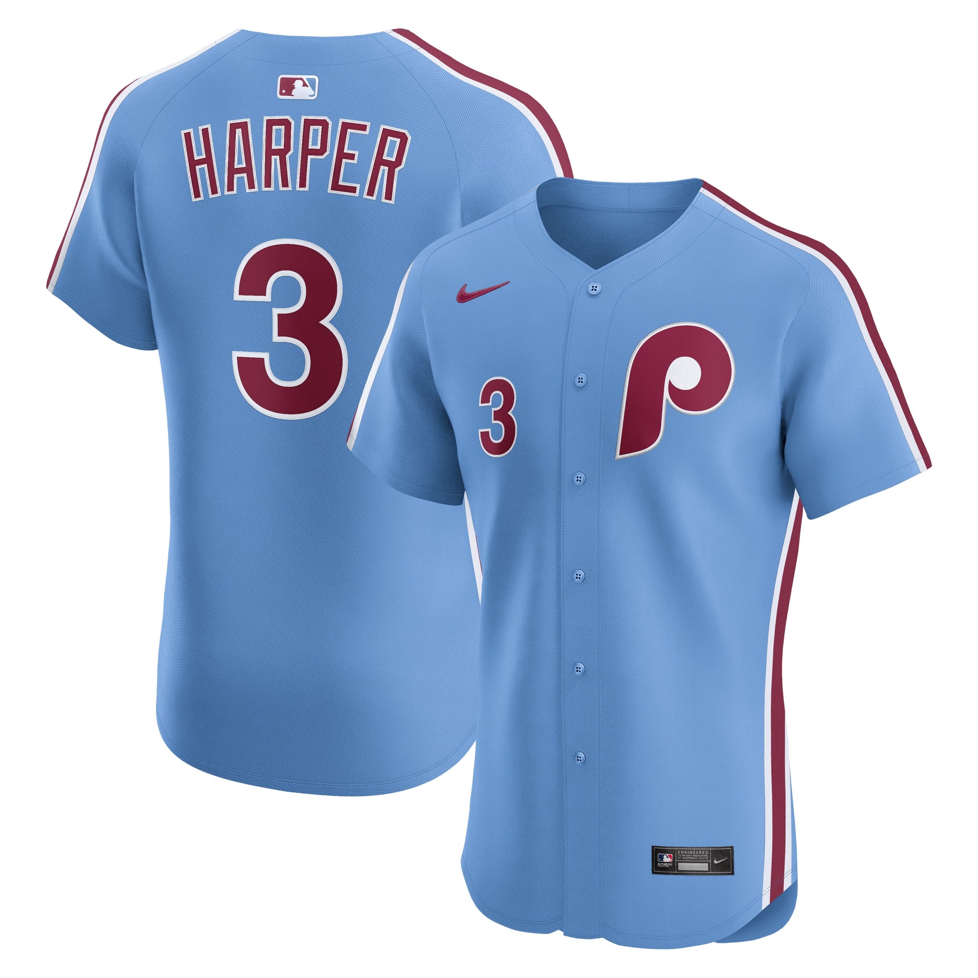 Bryce Harper Philadelphia Phillies Nike Alternate 2 Elite Jersey - Cream/White/Light Blue