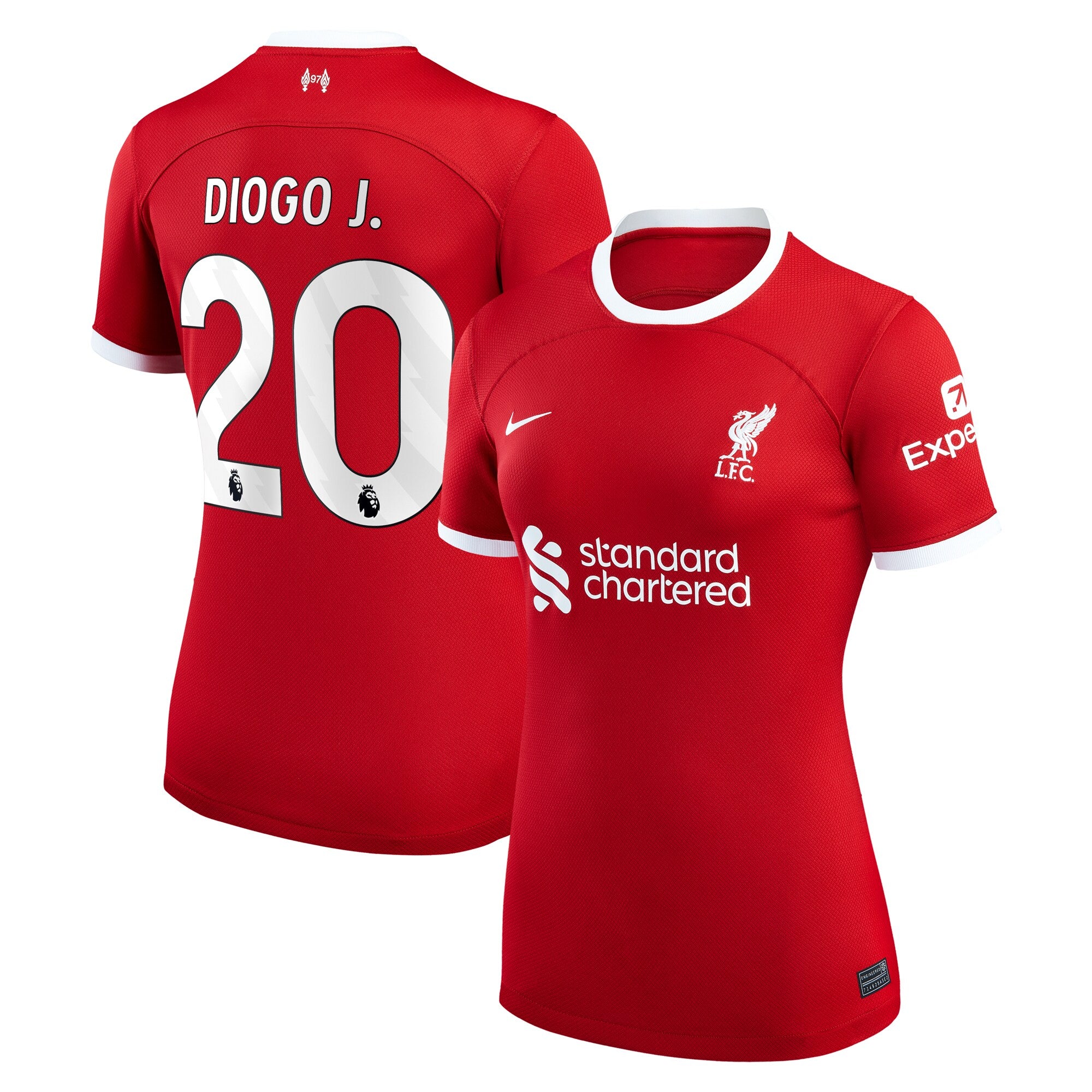 Diogo Jota Liverpool Nike Women's 2023/24 Away Replica Player Jersey - White/Red