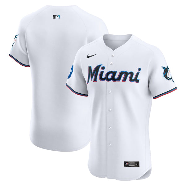 Miami Marlins Nike Home Elite Patch Jersey - White