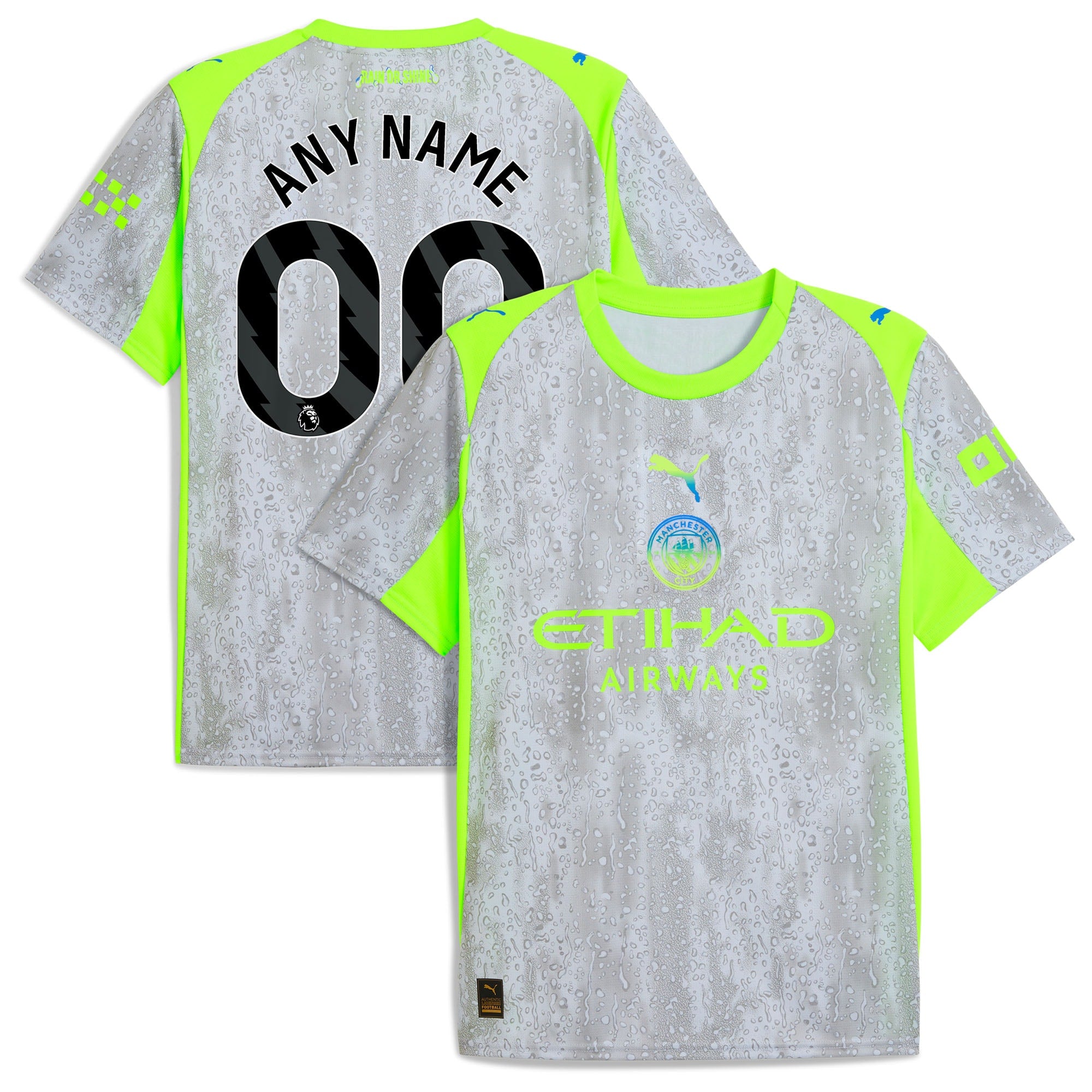 Manchester City Puma 2025/26 Away Replica Custom Jersey - Black/Light Blue/Green