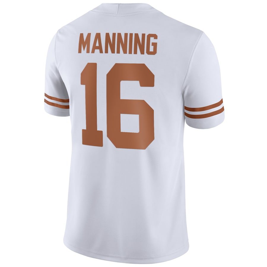 Men's Nike Arch Manning White Texas Longhorns NIL Replica Football Jersey - White/Orange