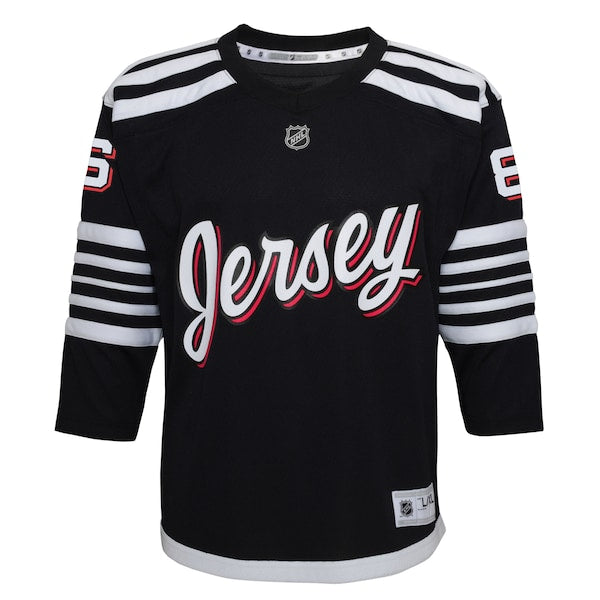Jack Hughes New Jersey Devils Youth Alternate Replica Player Jersey - Black/Red