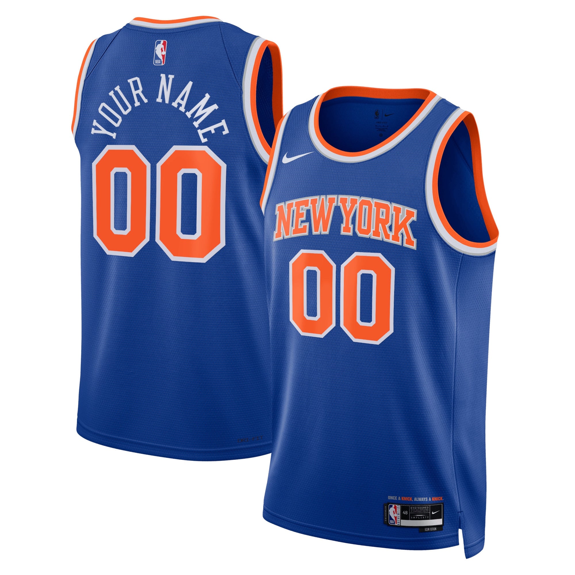 New York Knicks Nike Unisex Swingman Custom Jersey White - Association Edition/Blue