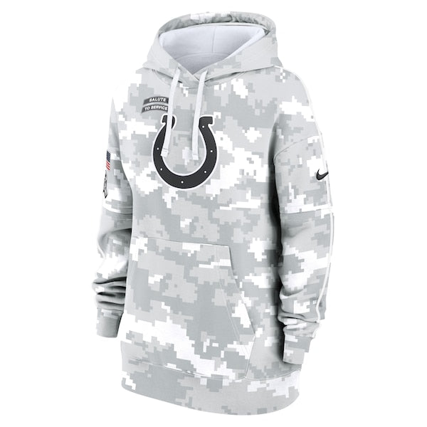 Indianapolis Colts Nike Women's 2024 Salute To Service Club Fleece Pullover Hoodie - Arctic Camo