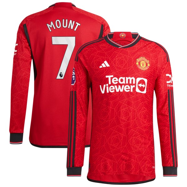 Mason Mount Manchester United adidas 2023/24 Home Authentic Long Sleeve Player Jersey - Red