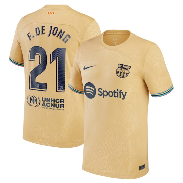 Frenkie de Jong Barcelona Nike Youth 2022/23 Away Replica Player Jersey - Yellow