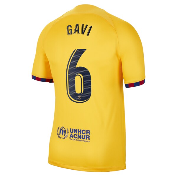 Gavi Barcelona Nike Youth 2022/23 Fourth Breathe Stadium Replica Player Jersey - Yellow