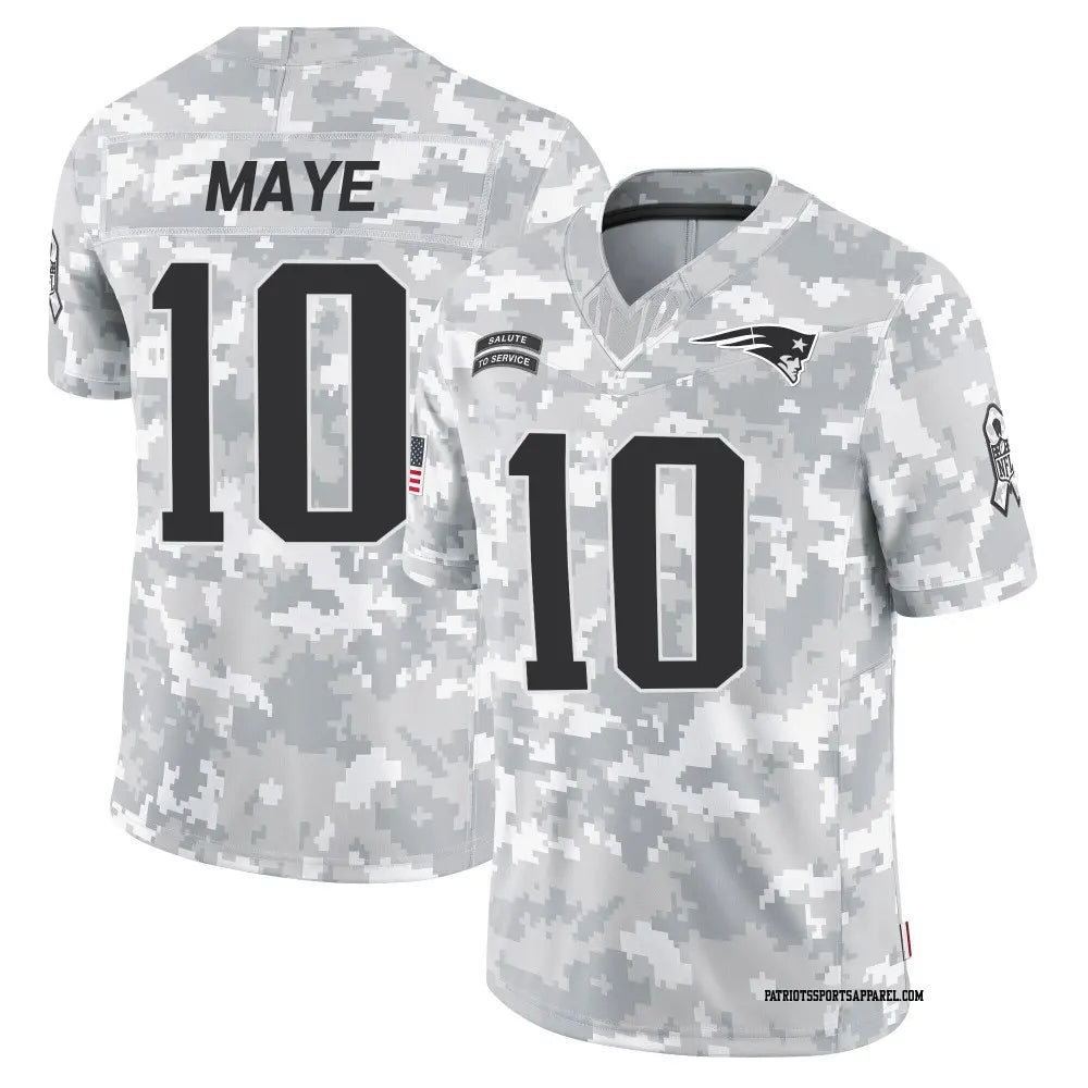 Drake Maye New England Patriots Nike 2024 Salute to Service Limited Jersey - Arctic Camo