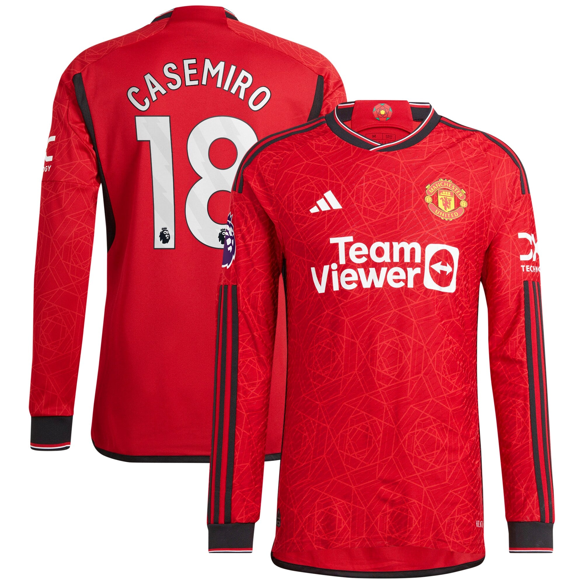 Casemiro Manchester United adidas 2023/24 Away Long Sleeve Replica Player Jersey - Green/Red