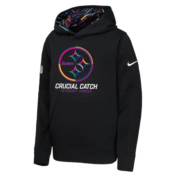 Pittsburgh Steelers Nike Youth 2024 NFL Crucial Catch Pullover Hoodie - Black