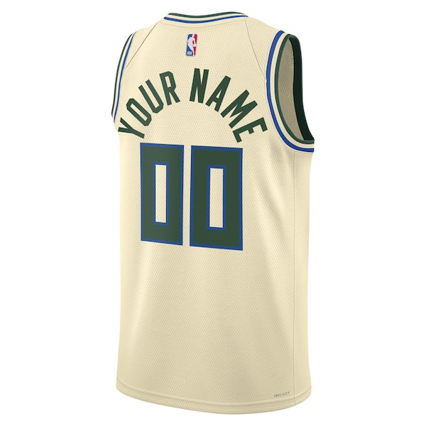 Milwaukee Bucks Nike Unisex 2025/26 City Edition Swingman Custom Jersey - Cream