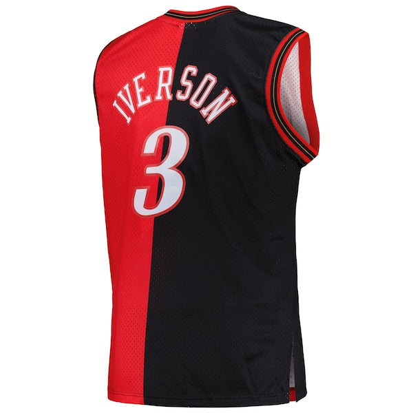 Allen Iverson Philadelphia 76ers Big & Tall Hardwood Classics 2000/01 Split Swingman Jersey - Black/Red