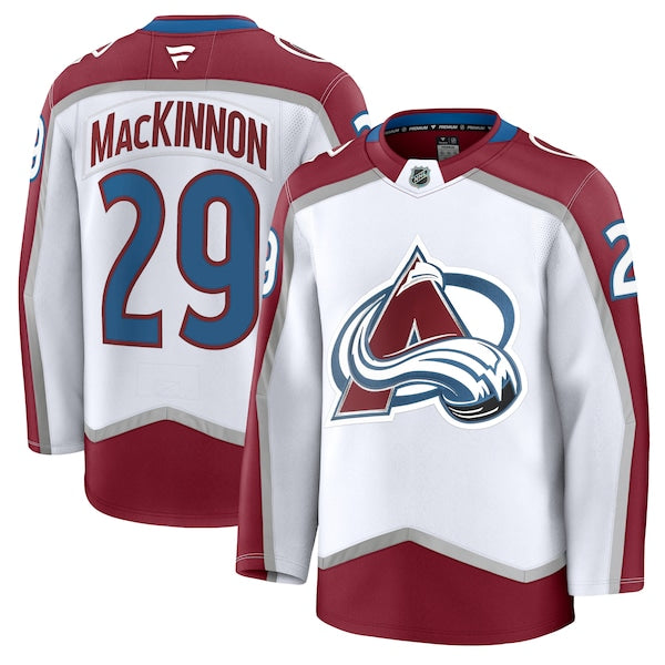 Nathan MacKinnon Colorado Avalanche  Away Premium Jersey - White/Navy/Burgundy