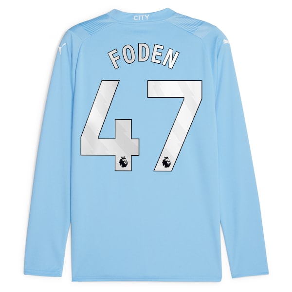 Phil Foden Manchester City Puma 2023/24 Home Replica Long Sleeve Player Jersey - Sky Blue