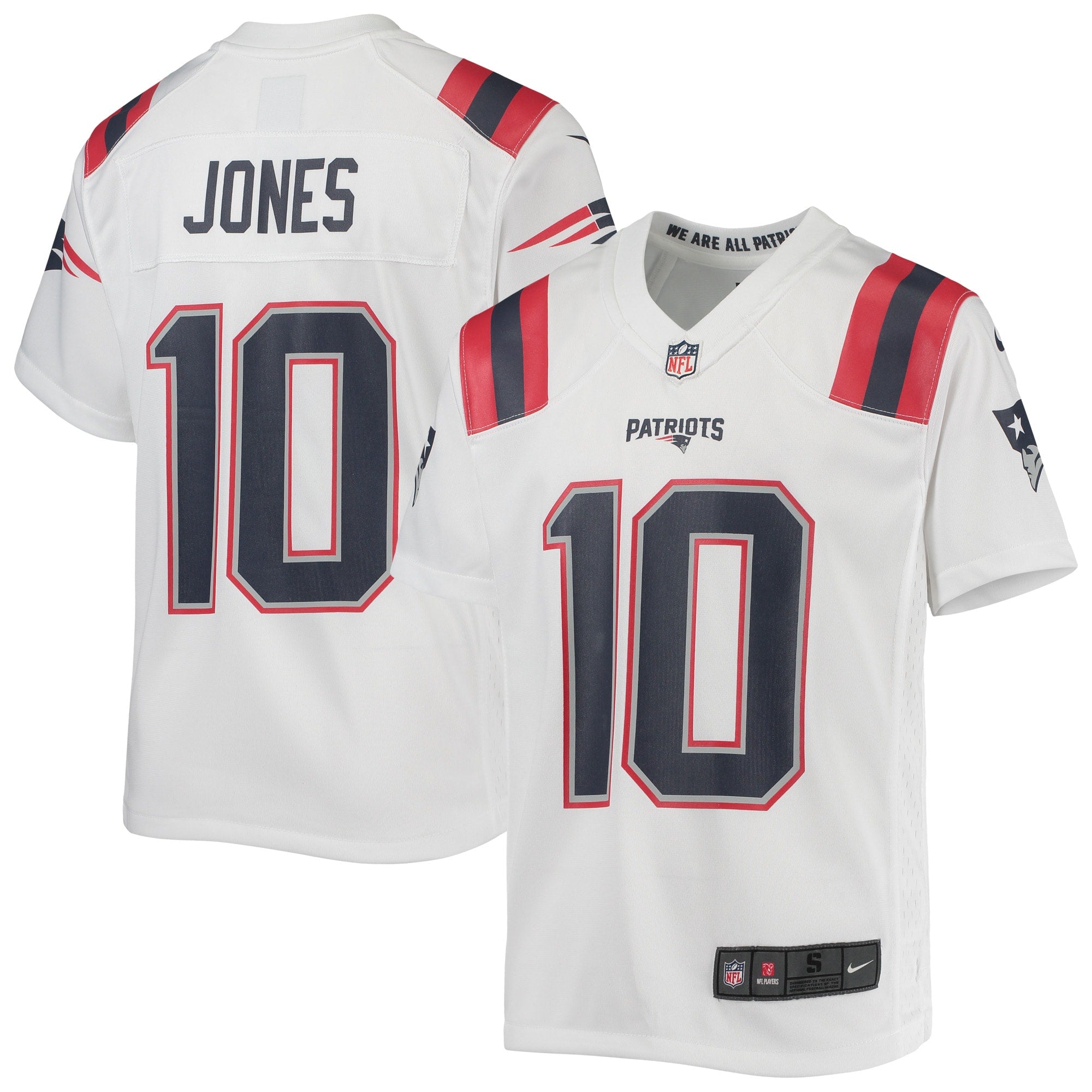 Mac Jones New England Patriots Nike Youth Game Jersey - Red/Navy/White