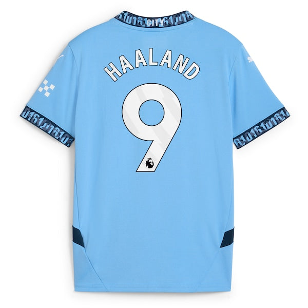 Erling Haaland Manchester City Puma Youth 2024/25 Home Replica Player Jersey - Light Blue