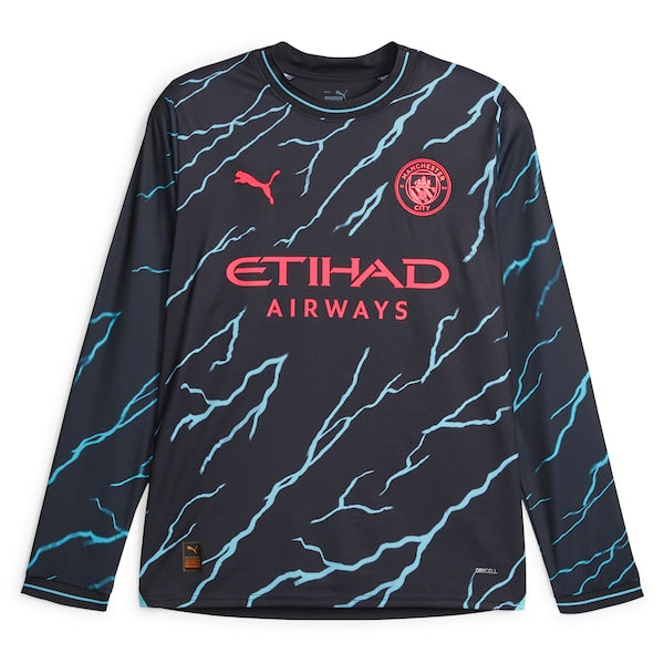 Julián Álvarez Manchester City Puma 2023/24 Third Replica Long Sleeve Player Jersey - Navy