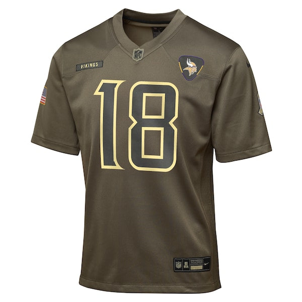 Justin Jefferson Minnesota Vikings Nike Youth 2025 Salute to Service Game Jersey - Olive