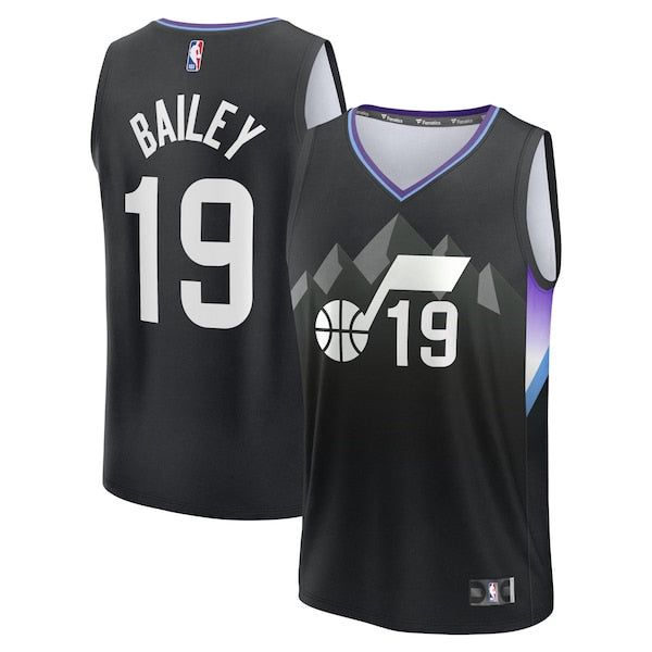 Ace Bailey Utah Jazz  Youth 2025 NBA Draft First Round Pick Fast Break Replica Jersey - Statement Edition - Black