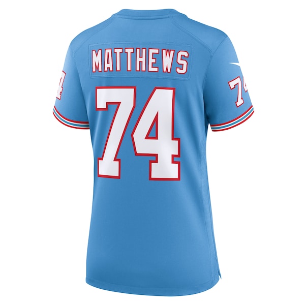 Bruce Matthews Tennessee Titans Nike Women's Oilers Throwback Retired Player Game Jersey - Light Blue/Navy