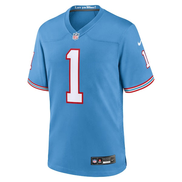 Warren Moon Tennessee Titans Nike Oilers Throwback Retired Player Game Jersey - Light Blue