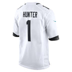 Travis Hunter Jacksonville Jaguars Nike 2025 NFL Draft First Round Pick Game Player Jersey - White/Black/Teal