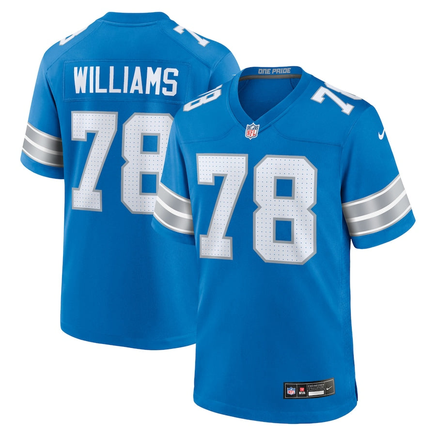 Tyleik Williams Detroit Lions Nike 2025 NFL Draft First Round Pick Game Jersey - Blue