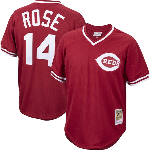 Pete Rose Cincinnati Reds Cooperstown Collection Mesh Batting Practice Jersey - Red