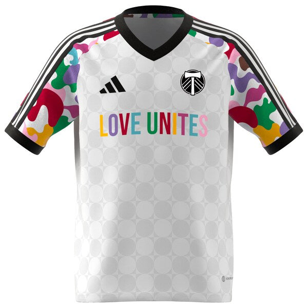 Portland Timbers adidas Youth 2024 Pride Pre-Match Top - White