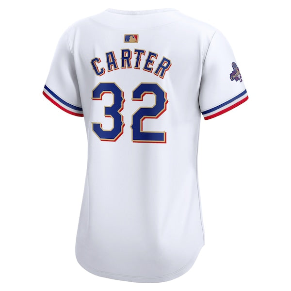 Evan Carter Texas Rangers Nike Women's 2024 Gold Collection Limited Player Jersey – White