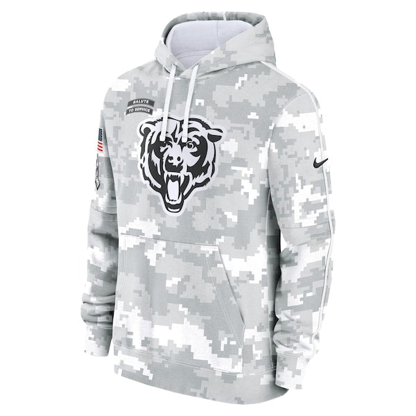 Chicago Bears Nike 2024 Salute to Service Club Fleece Pullover Hoodie - Arctic Camo