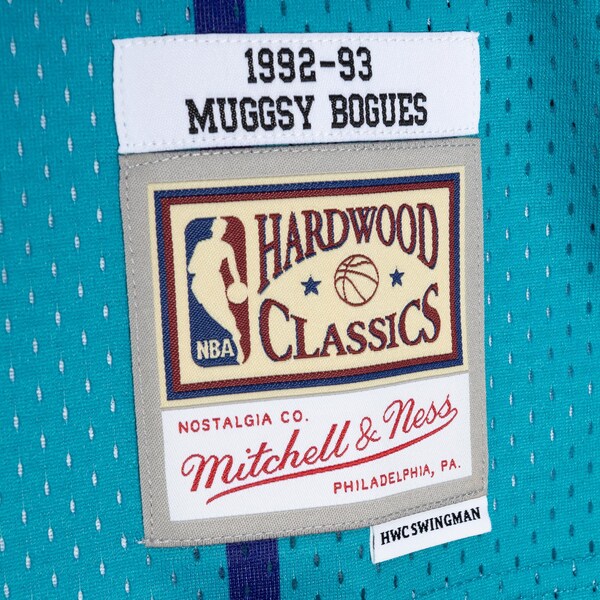 Muggsy Bogues Charlotte Hornets  Hardwood Classics 1992/93 Split Swingman Jersey - Teal/Purple