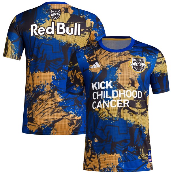 New York Red Bulls adidas 2024 MLS Works Kick Childhood Cancer x Marvel Pre-Match Top - Royal