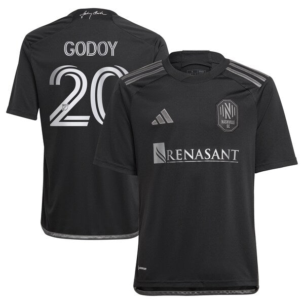 Anibal Godoy Nashville SC adidas Youth 2024 Man In Black Kit Replica Player Jersey - Black
