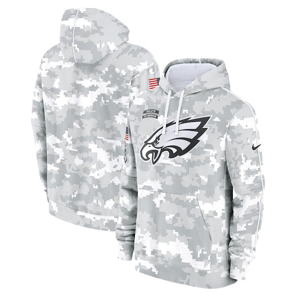 Philadelphia Eagles Nike 2024 Salute to Service Club Fleece Pullover Hoodie - Arctic Camo