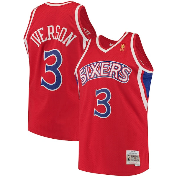 Allen Iverson Philadelphia 76ers 1996/97 Hardwood Classics Swingman Jersey - Red/White