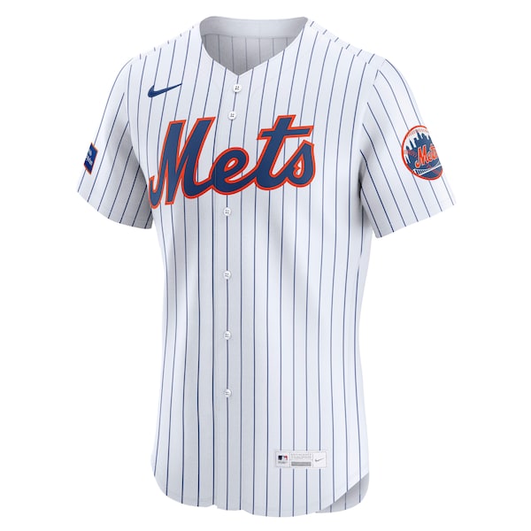 New York Mets Nike Home Sponsor Patch Elite Jersey - White