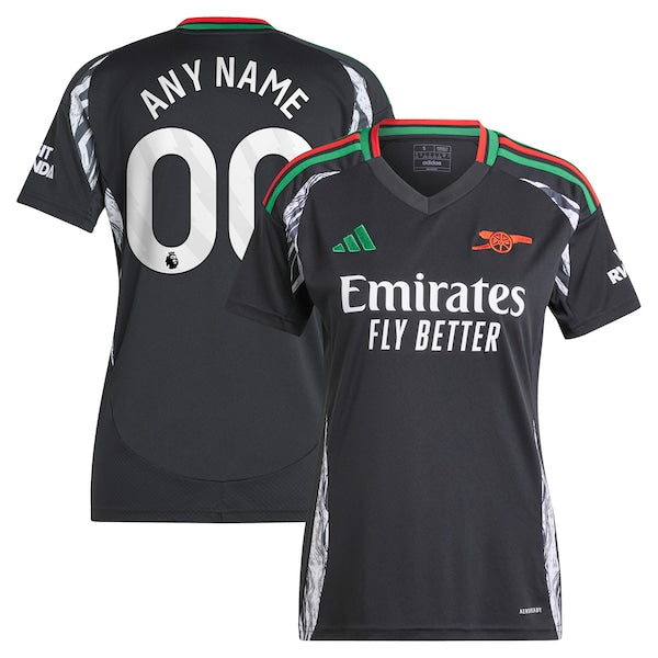 Arsenal adidas Women's 2024/25 Away Replica Custom Jersey - Black