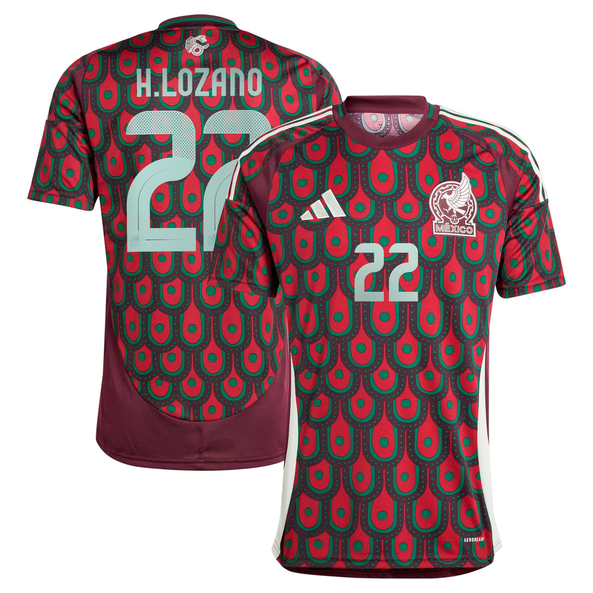 Hirving Lozano Mexico National Team adidas 2024 Away Replica Player Jersey - Green/Burgundy