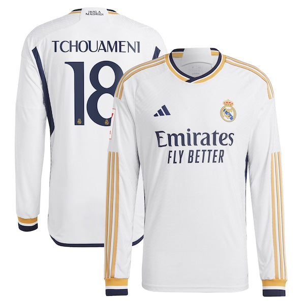 Aurélien Tchouaméni Los Merengues adidas 2023/24 Home Authentic Long Sleeve Player Jersey - White